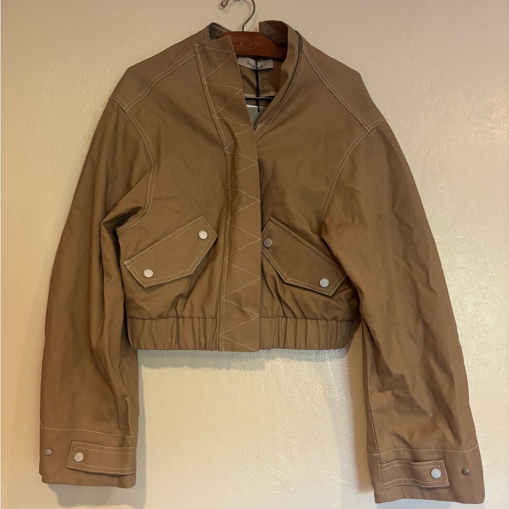 Zara Tan Utility Cropped Jacket